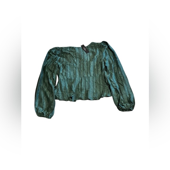 Lulus  Spread the Cheer Green Peplum Blouse Sz. M NWT - Picture 6 of 10